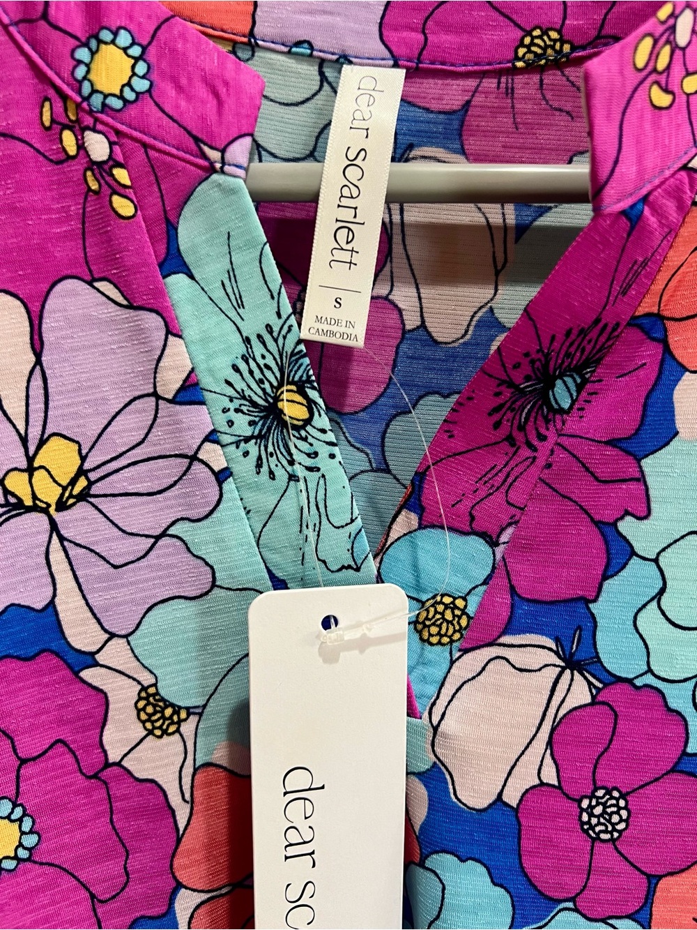 Dear Scarlett Lizzy NWT Floral 3/4 Sleeve Tunic Top Small - Picture 4 of 7